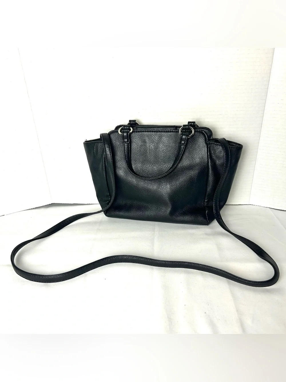 Nine West Bag Black Quilted Satchel Crossbody Design Shoulder Pocketbook Work